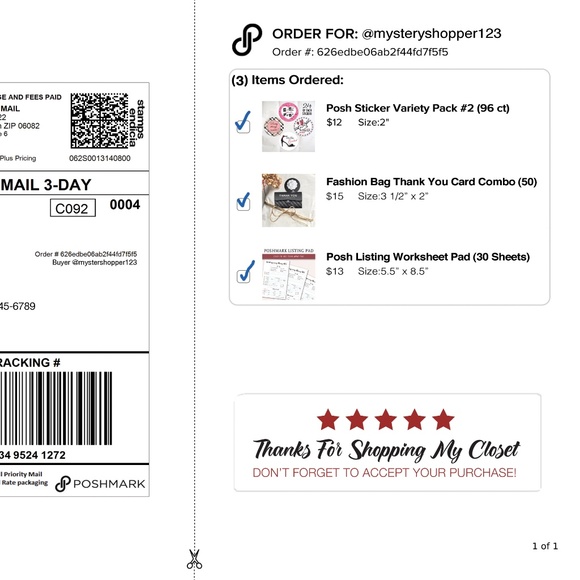 Thanks for Shopping My Closet Rating Sticker Labels – (48 ct) - Picture 4 of 5
